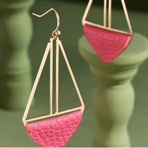 Pink leather teardrop earrings